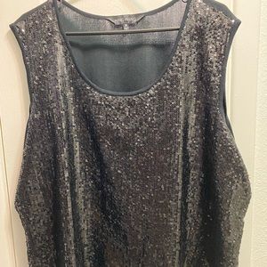 Ming Wang Scoop Neck sequin tank top